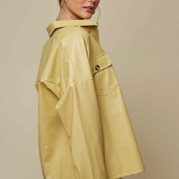 Yellow PU Leather Jacket Vegan NWT - Picture 5 of 9